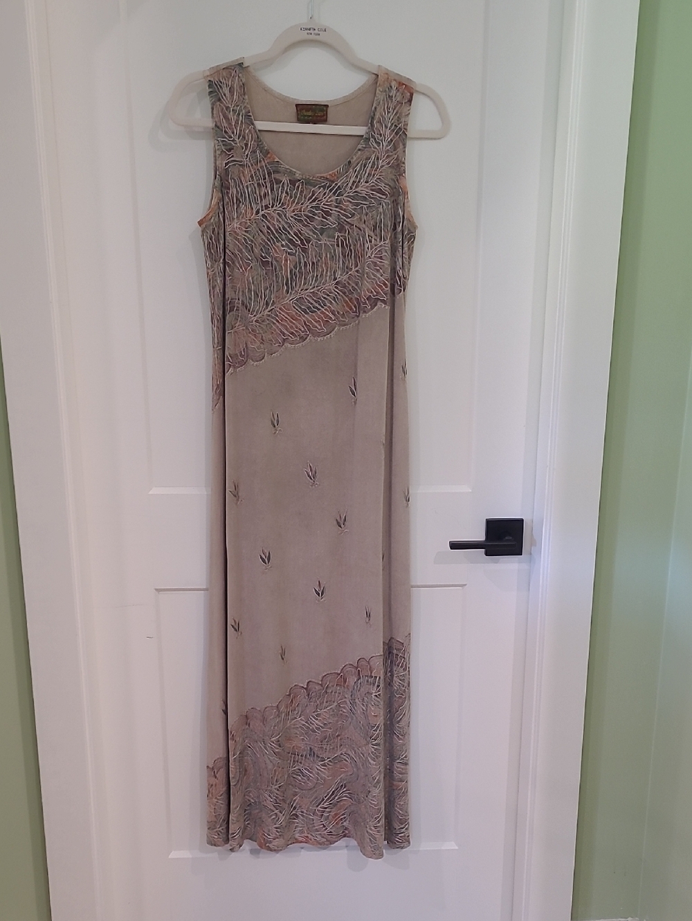 Meadow Lane Vintage Taupe Embroidered Maxi Dress